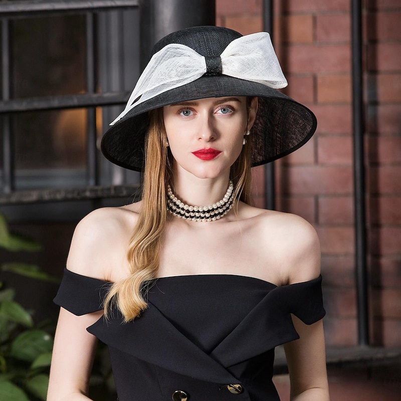 Hats Flax Bowler / Cloche Hat Bucket Hat Sun Hat Wedding Tea Party Elegant Wedding With Bowknot Headpiece Headwear