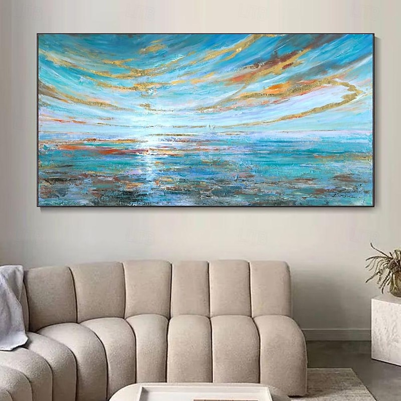 Handmade Oil Painting Canvas Wall Art Decoration Modern Texture Sunset Beach Abstract Landscape for Living Room Home Decor Rolled Frameless Unstretched Painting3
