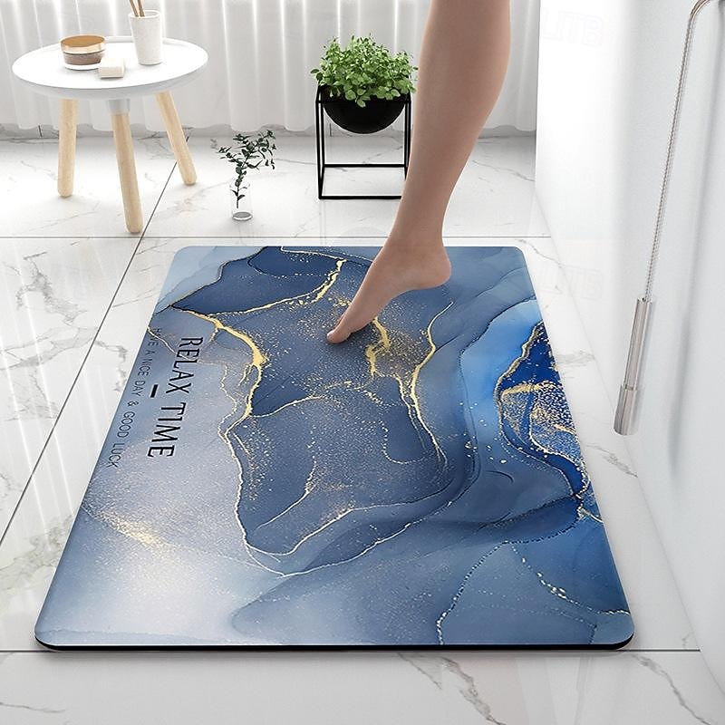 Diatomaceous Earth Bath Mat Non-slip Super Absorbent Toilet Door Quick-Drying Foot Mat Entry Door Mat Non-Slip Mat