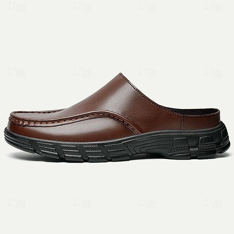 Men's Brown Slip-On Mules with Cushioned Sole - Comfortable and Stylish Footwear for Casual Wear4