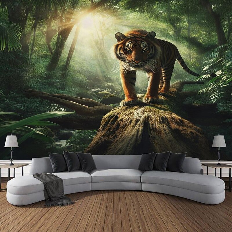 Tiger Forest Hanging Tapestry Wall Art Large Tapestry Mural Decor Photograph Backdrop Blanket Curtain Home Bedroom Living Room Decoration4