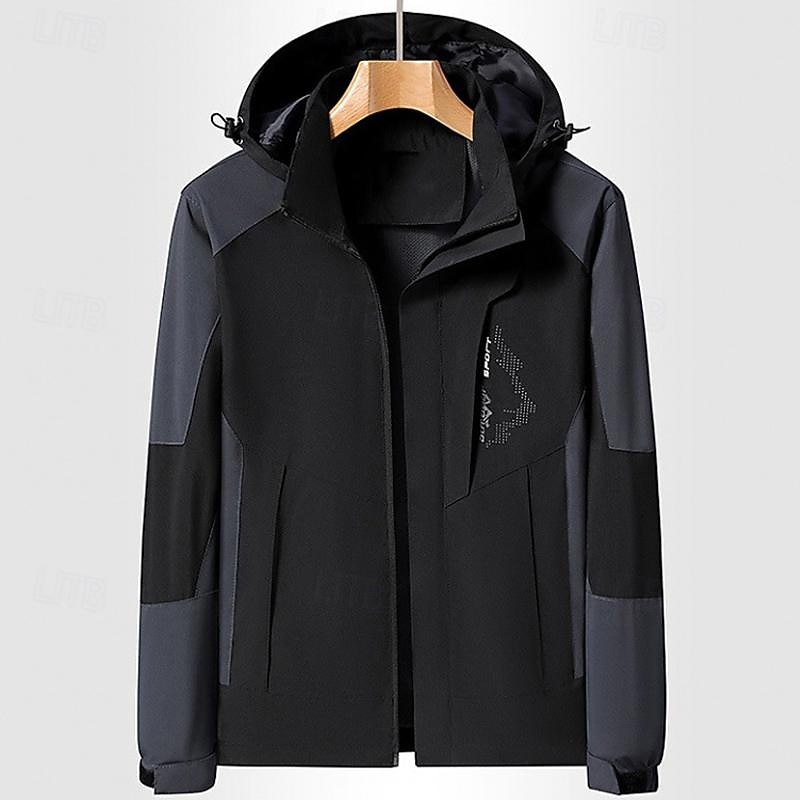 Men's Ski Jacket Outdoor Color Block Waterproof Windproof Hoodie Snow Coat Ski Coat Traveling Black Yellow Blue Khaki4