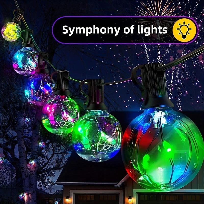 G40 Solar String Lights, Outdoor Waterproof Colorful String Light with Remote Control for Christmas Courtyard Garden Wedding Festival Decoration Light String4