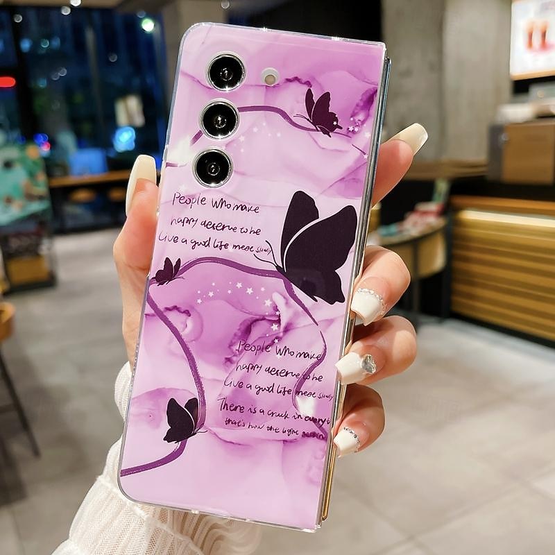 Phone Case For Samsung Galaxy Z Fold 6 Z Fold 5 Z Fold 4 Z Fold 3 Back Cover Ultra Thin Shockproof Butterfly TPU