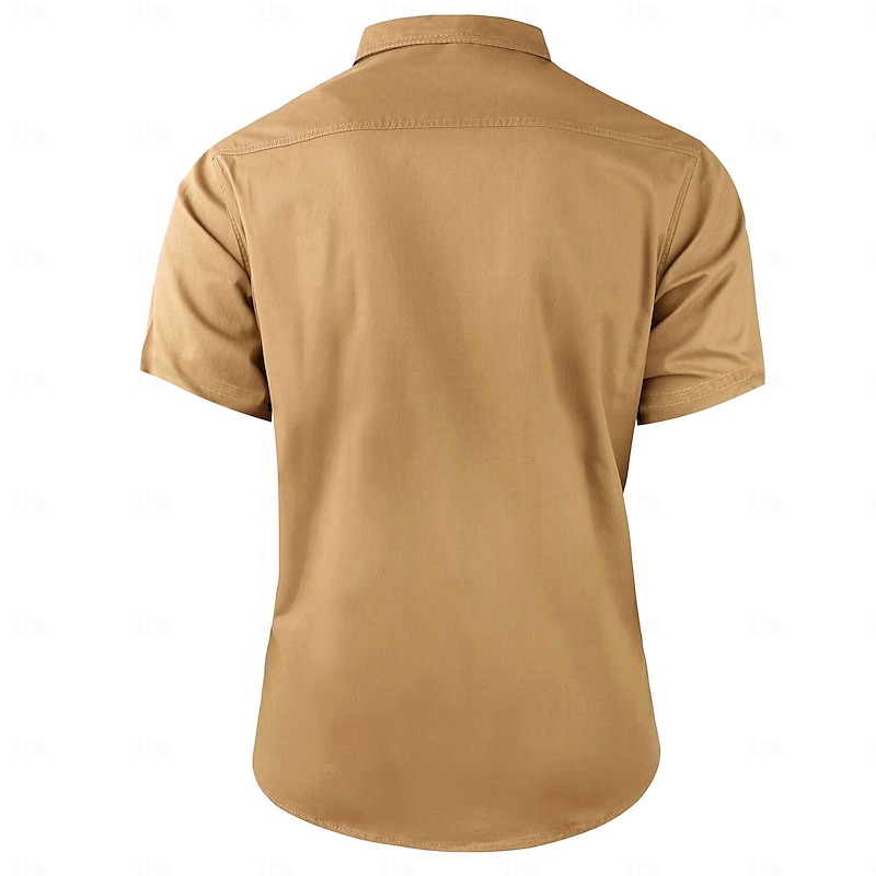 Men's Star Work Shirt Western Shirt Cargo Shirt Short Sleeve Casual Tactical Sports & Outdoor Going out Summer Spring Turndown Print Army Green Khaki Dark Blue Beige2