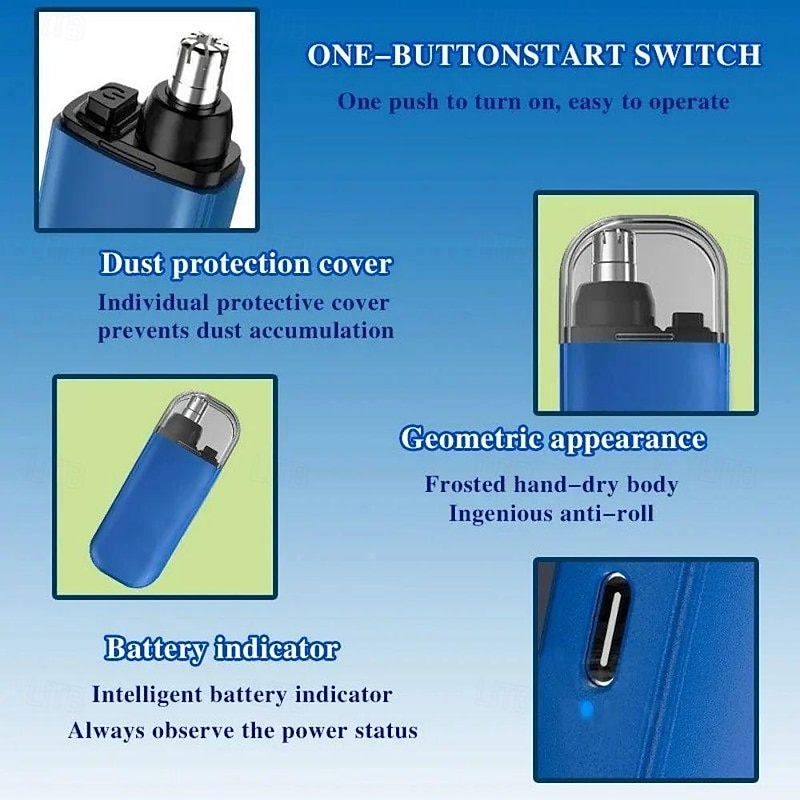 Portable & Painless Nose Hair Trimmer - Versatile, Stylish, Rechargeable, Precision Grooming for Nose, Ears, and Eyebrows - High-Torque Motor, Ergonomic Design, Compact, Travel-Friendly2