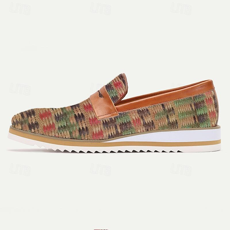 Men's Woven Multicolor Loafers - Stylish Slip-On Casual Shoes with Leather Accents4