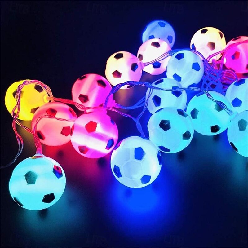 Football String Lights Sport Ball String Lights Euro Cup USB or Battery Operated 1.5M 3M 6M Fairy Lights Mix Baseball Basketball Football Soccer LED Lights3