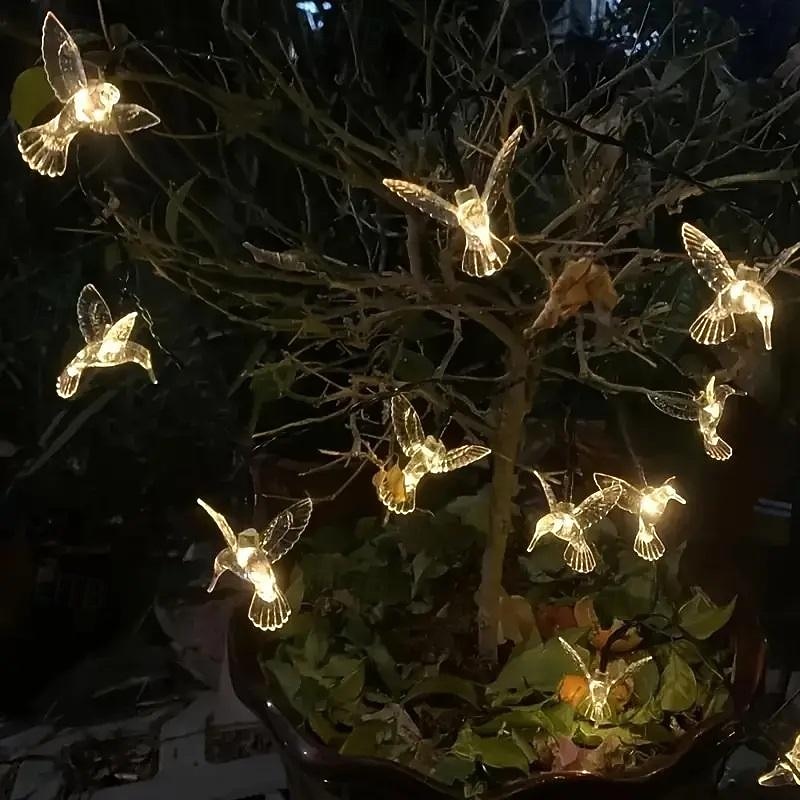 Solar Bird Shaped Fairy String Lights 5m 20LEDs Outdoor Waterproof Garden Lights Wedding Holiday Party Outdoor Balcony Decoration