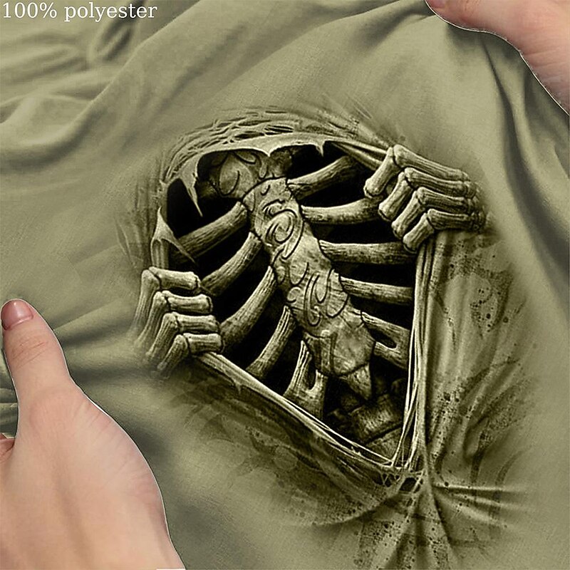 Men's Optical Illusion Skeleton Halloween Costumes Sweat Shorts Beach Shorts Terry Shorts Mid Waist Vintage Casual Daily Holiday Streetwear Drawstring Elastic Waist 3D Print Designer Clothing Apparel2