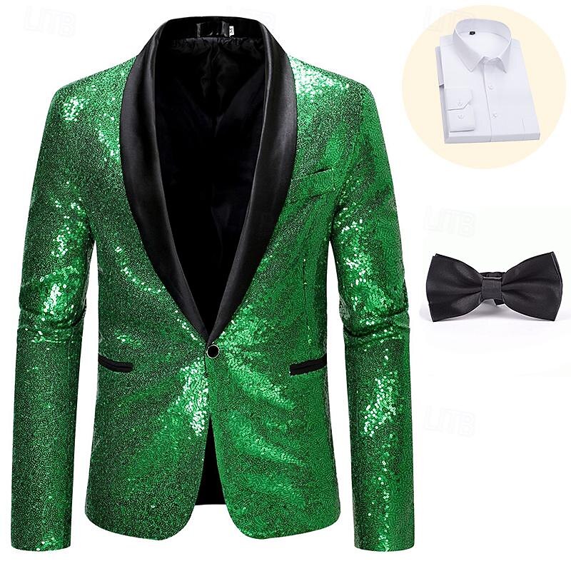 Retro Vintage Rococo Baroque Suits & Blazers Gentleman Sequins Fancy Dress Men's Masquerade Party / Evening Pride Parade Pride Month Adults' Coat