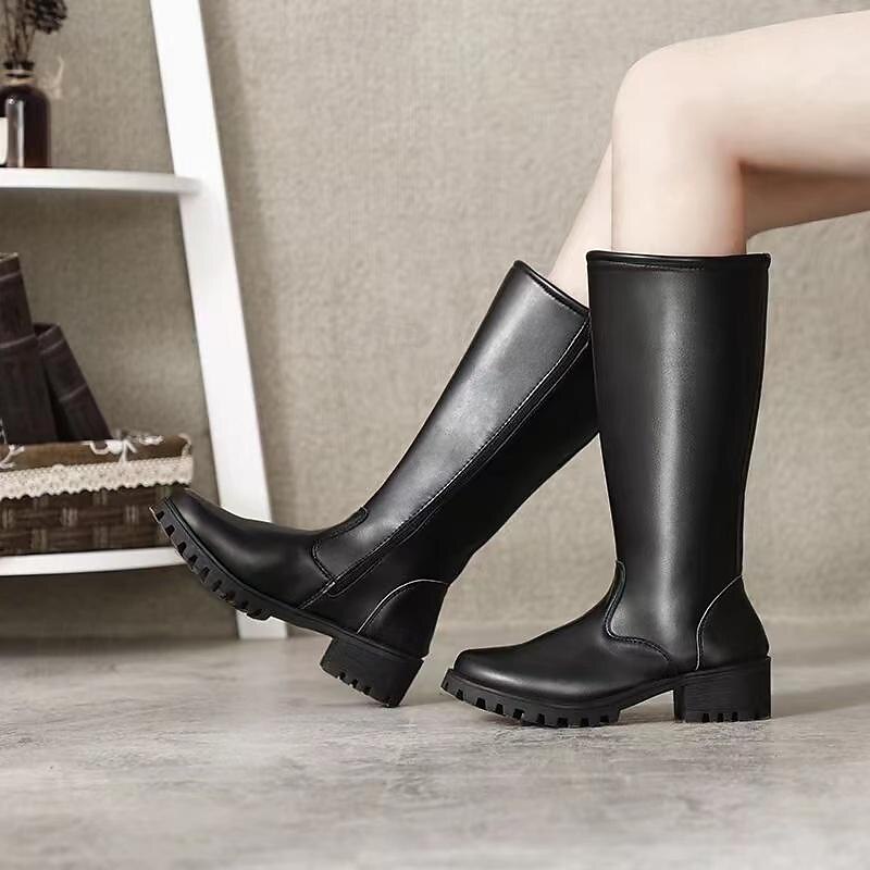 Men's Boots Riding Boots Walking Punk Roman Shoes British Gentleman PU Leather Comfortable Zipper Dark Brown Black Fall Winter3