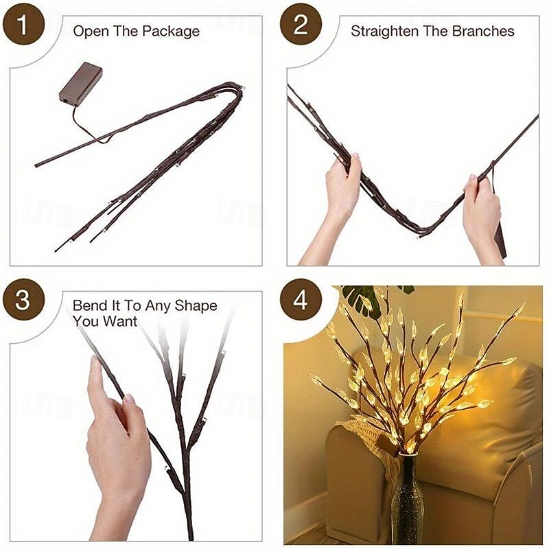 1pc 20 LED Transparent Leaf Branch Light, LED Light Strips Willow Branch Lamp Floral Lights Illuminate Your Space with Elegant Ambianc Perfect for Home Garden Wedding Christmas Holiday Decorations4