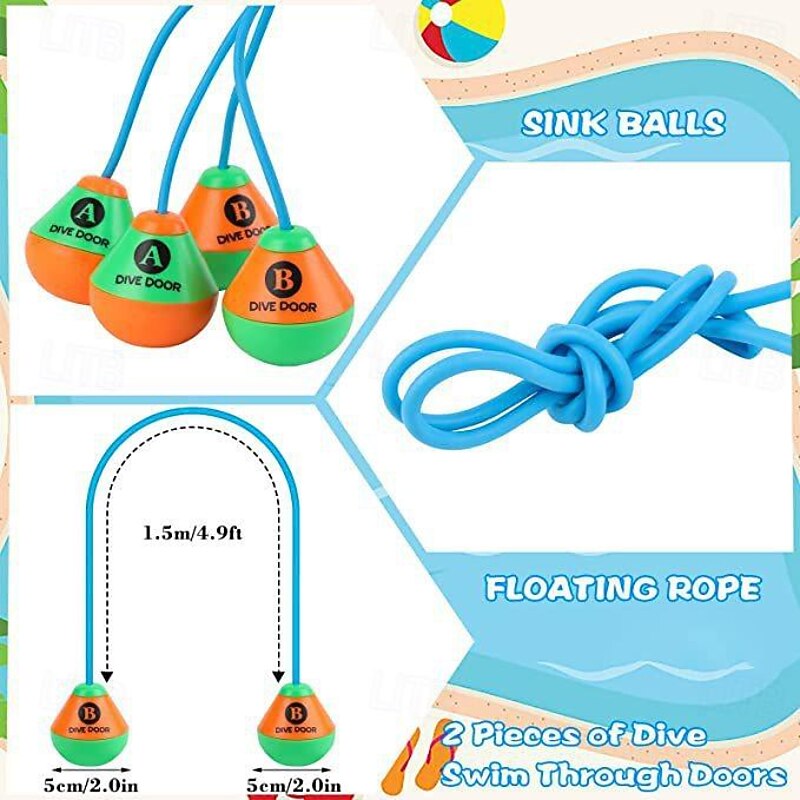 2.5M Classic Diving Rings Underwater Diving Rings Quickly Sinking into the Ground Diving Ring for Underwater Play and Diving Training of Children3