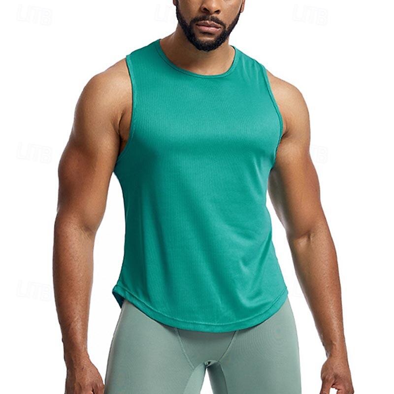 Men's Workout Tank Top Running Tank Top Gym Tank Top Sleeveless Vest / Gilet Casual Athleisure Solid Colored Quick Dry Soft Breathable Gym Workout Walking Jogging Sportswear Activewear Peacock Blue4