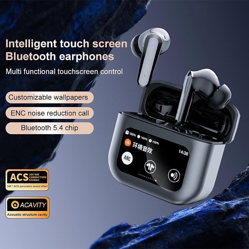 TWS headset full color touch screen Bluetooth headset ANC noise reduction LCD smart screen Headphones Sports Headset2