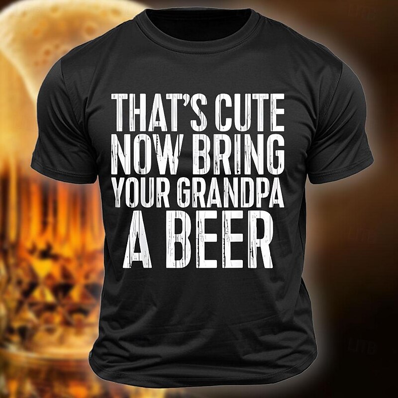 Men's Letter Printed Funny Beer T Shirt Tee Top Cotton Short Sleeve Graphic Shirt Black Army Green Dark Blue Comfortable Tee Street Sports Outdoor Fashion Designer Clothing