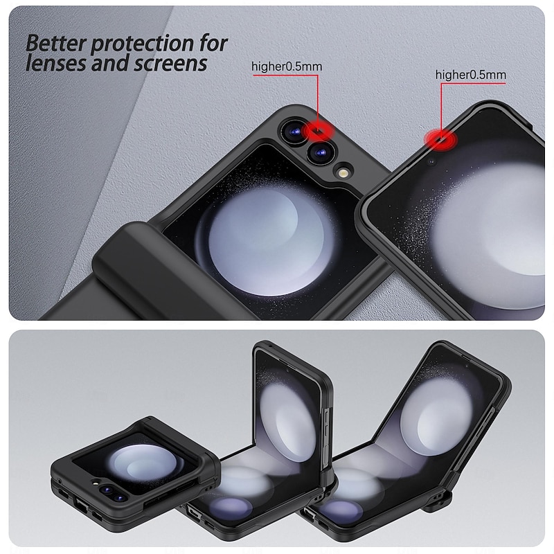 Phone Case For Samsung Galaxy Z Flip 7 Z Flip 5 Z Flip 4 Z Flip 3 Back Cover Card Slot Shockproof Retro PC3