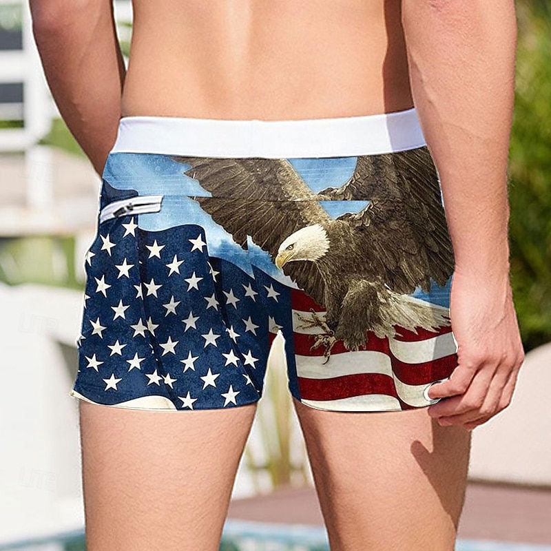 Men's Flag Eagle American Flag Swim Trunks Swim Shorts Board Shorts Mid Waist Fashion Designer Surfing Holiday Beach Drawstring Pocket Elastic Waist Designer Clothing Apparel2