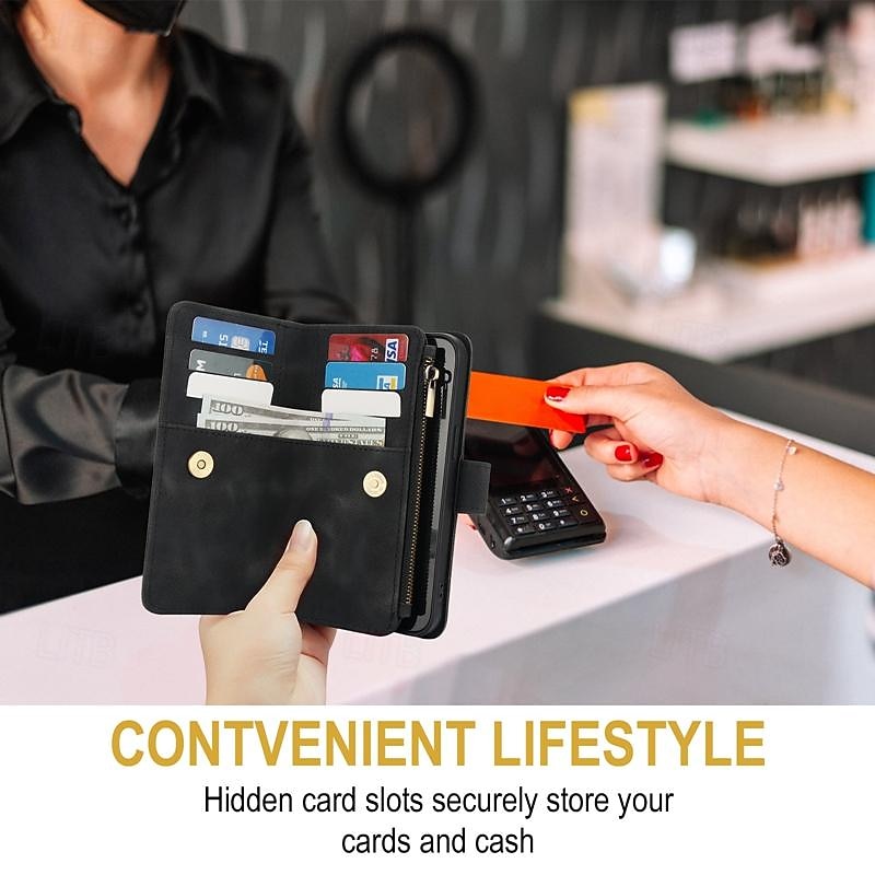 Phone Case For iPhone 17 Pro Max 17 Air 16 15 14 Pro Max Plus 13 12 11 Pro Max Mini Wallet Case with Stand Holder Zipper Full Body Protective Retro TPU PU Leather4