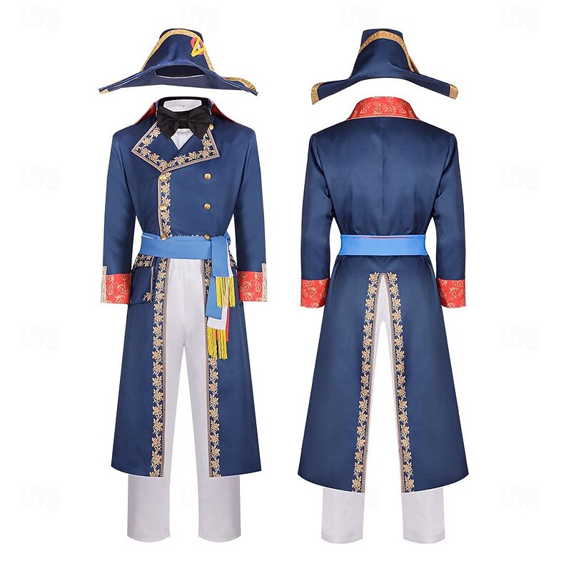Retro Vintage Rococo Napoleonic era Coat Pants Outfits Napoleon Fancy Dress Men's Royal Halloween Carnival Masquerade Party / Evening Carnival of Venice Adults Cravat Coat Shirt