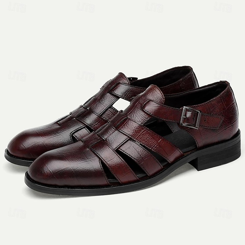 Men's Leather Fisherman Sandals - Stylish Closed-Toe Dress Shoes with Buckle for Formal and Casual Wear2