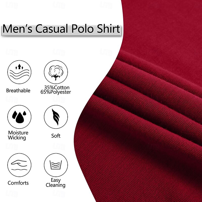 Men's Cotton Blend Polo Shirt Golf Shirt Casual Sports Ribbed Polo Collar Short Sleeve Fashion Basic Color Block Cow Patchwork Embroidered Summer Regular Fit Yellow Red Blue Green Cotton Blend Polo4