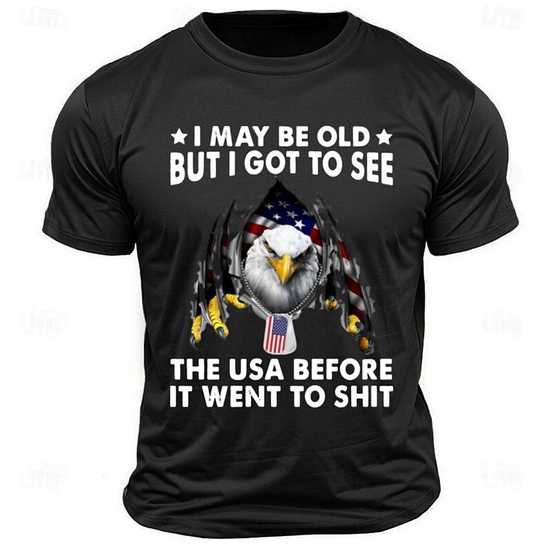 Veterans Day Men's Patriot Patriotic Veteran Letter Quotes & Sayings Eagle T shirt Tee Top Short Sleeve T shirt Crew Neck Shirt Sports Classic Casual Street Sports Outdoor Light Blue Black White3