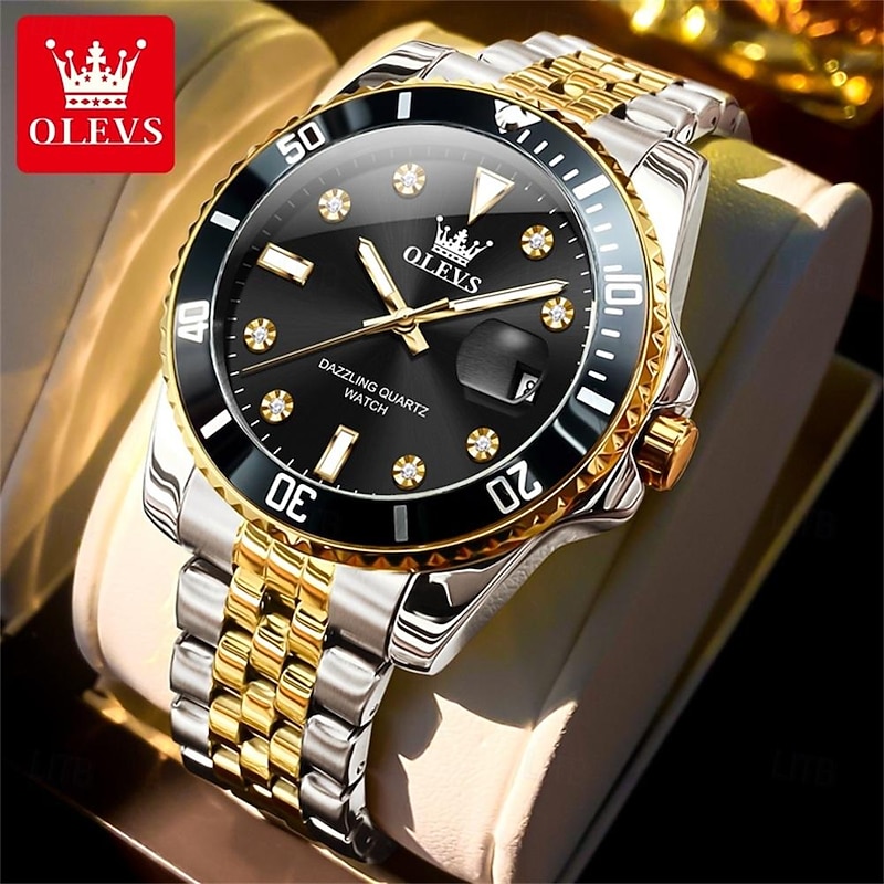 OLEVS Men Quartz Watch Outdoor Sports Fashion Wristwatch Luminous Calendar Waterproof Decoration Steel Watch