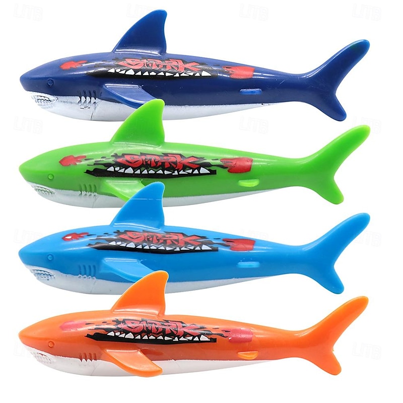 Diving Pool Toys Underwater Swimming Throwing Diving Torpedo Shark,4 Pack