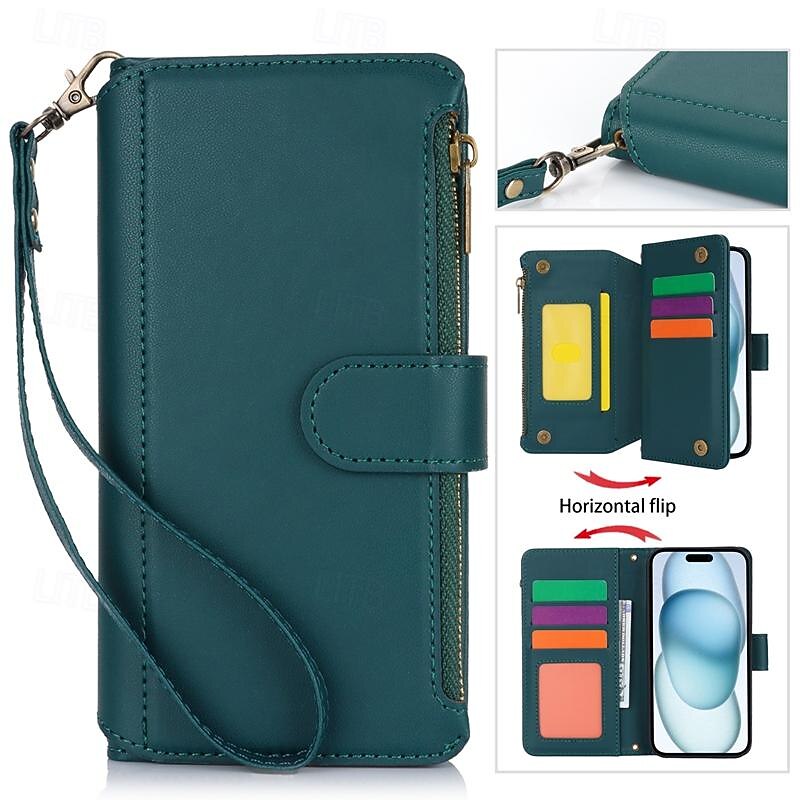 Phone Case For iPhone 17 Pro Max 17 Air 16 15 14 Pro Max Plus 13 12 11 Pro Max Mini Wallet Case Magnetic Zipper with Lanyard Retro TPU PU Leather2