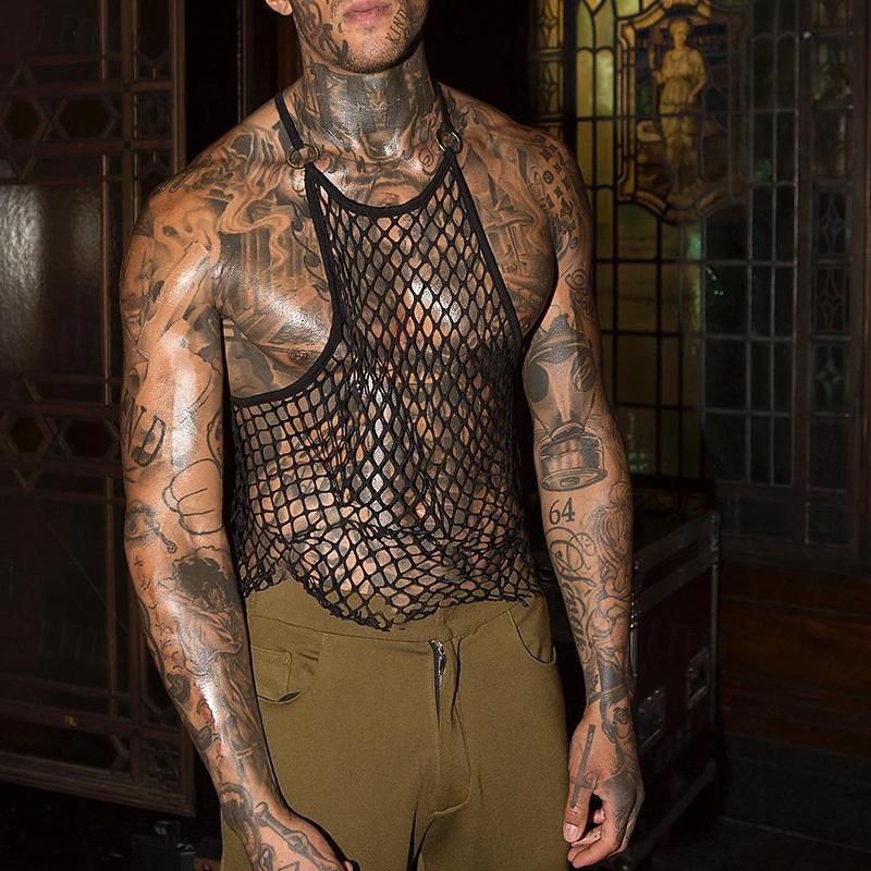 Men's Tank Top Vest Top Undershirt Sleeveless Shirt Sleeveless Crew Neck Summer Plain Fashion Designer Basic Mesh Vacation Street Going out Black Top Tee for Men2