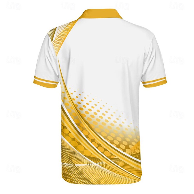 Men's Striped Sports Polo Shirts Golf Shirt Short Sleeve Polo Shirts Collared Shirts Sportswear Vacation Wear Buttons 3D Print Summer Spring Yellow Blue4