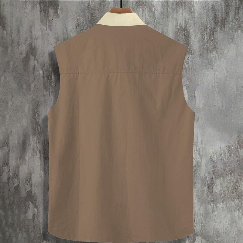 Men's Horse Southwestern Print Shirt Western Shirt Cowboy Shirt Sleeveless Western Style Tribal Outdoor Work Causal Summer Spring Shirt Collar Black Khaki2