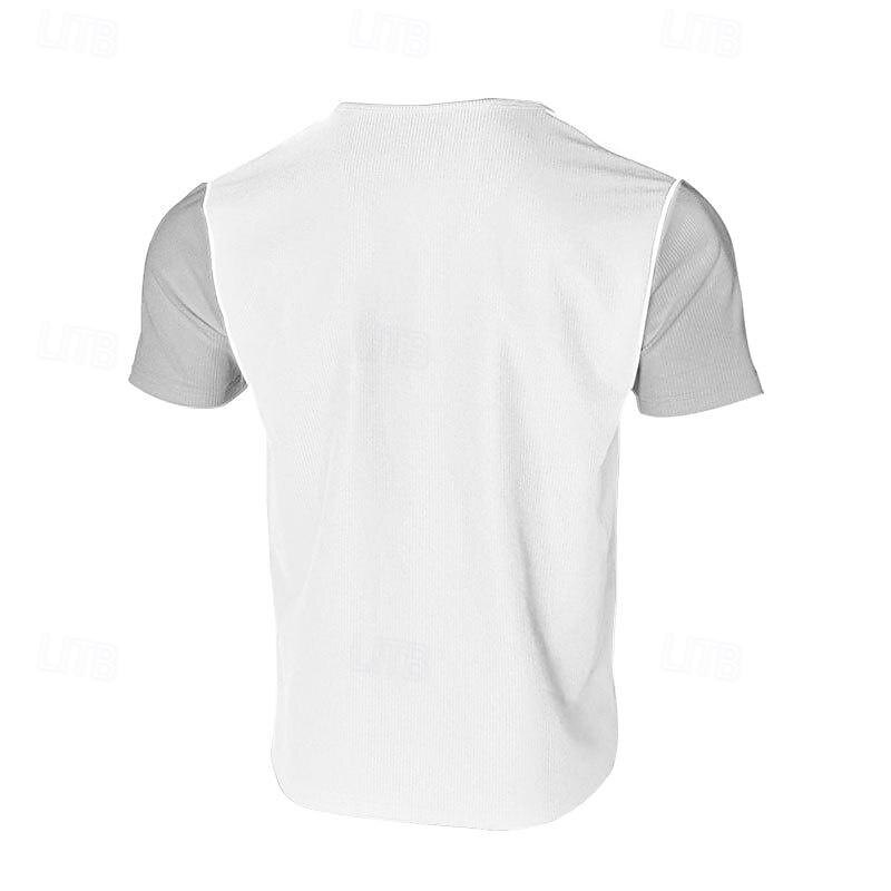 Men's Waffle Tee Waffle Shirt Button T Shirt T Shirt Short Sleeve Henley Spring & Summer Color Block Fashion Designer Basic Patchwork Vacation Street Going out White Royal Blue Khaki Top Tee for Men3