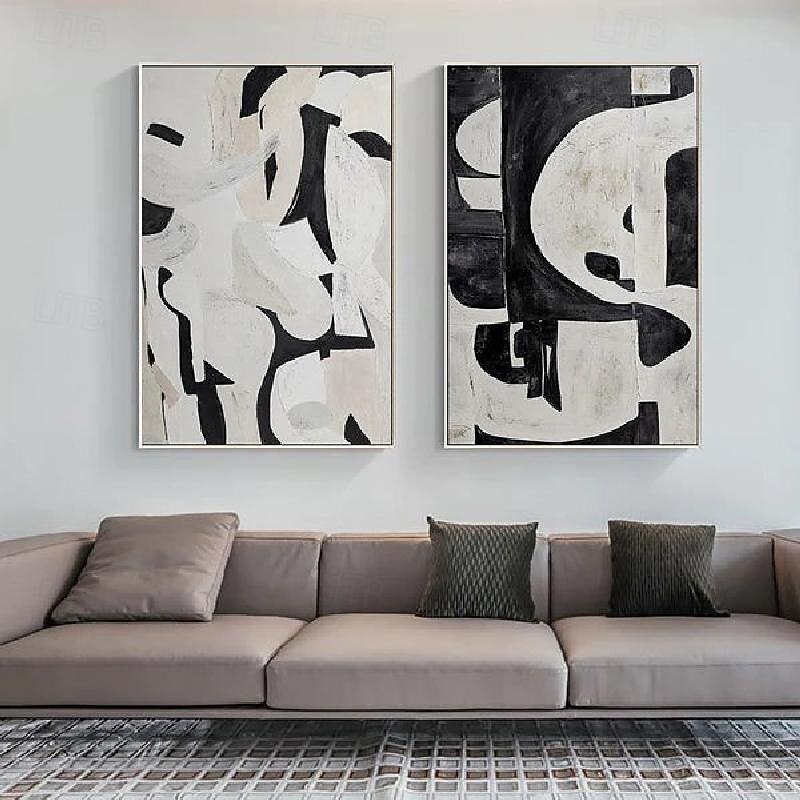 Black And White Acrylic Painting handmade  Abstract  Canvas Art Painting Custom Painting Frame painting Wabi Sabi Abstract Wall Art Painting Home Decor Wall Art Creative Painting2