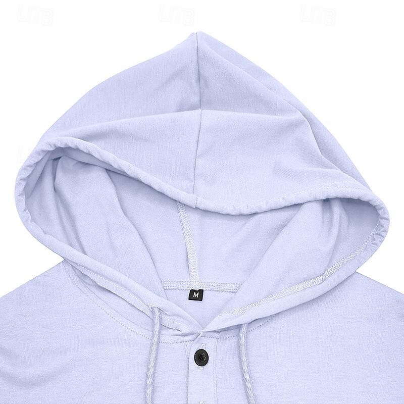 Men's Vest Top Tee Top Short Sleeves Hooded Summer Plain Pit Strip Fashion Designer Basic Buttons Vacation Street Going out Dark Grey Black White Top Tee for Men4