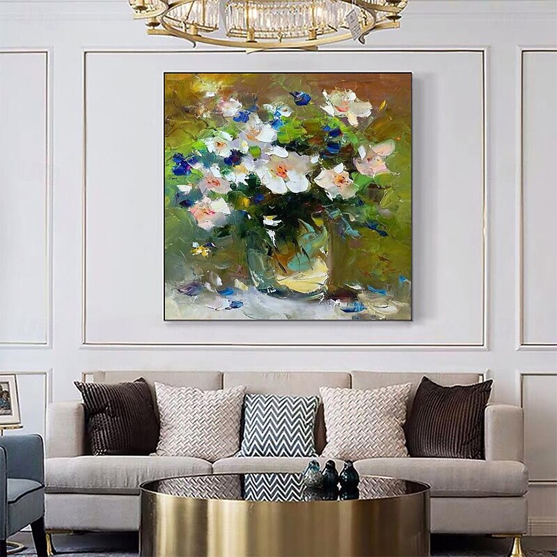 Oil Painting Handmade Hand Painted Wall Art Impression Flowers Canvas Painting Home Decoration Decor Stretched Frame Ready to Hang3