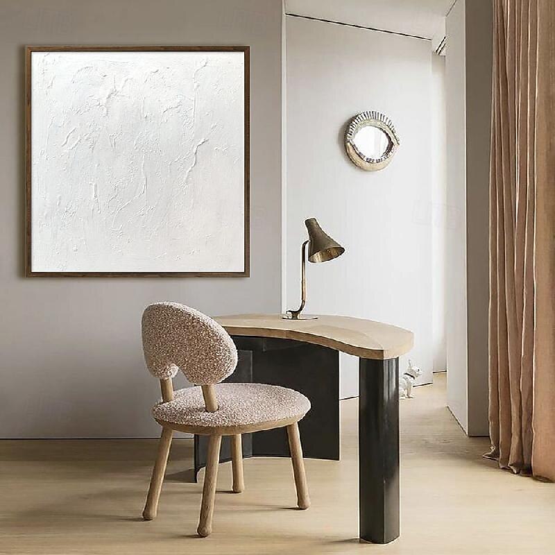 Oversized painted  white 3D textured painting picture on canvasabstract art handmade abstract art boho abstract art painting hand painted  white 3D modern textured painting picture2