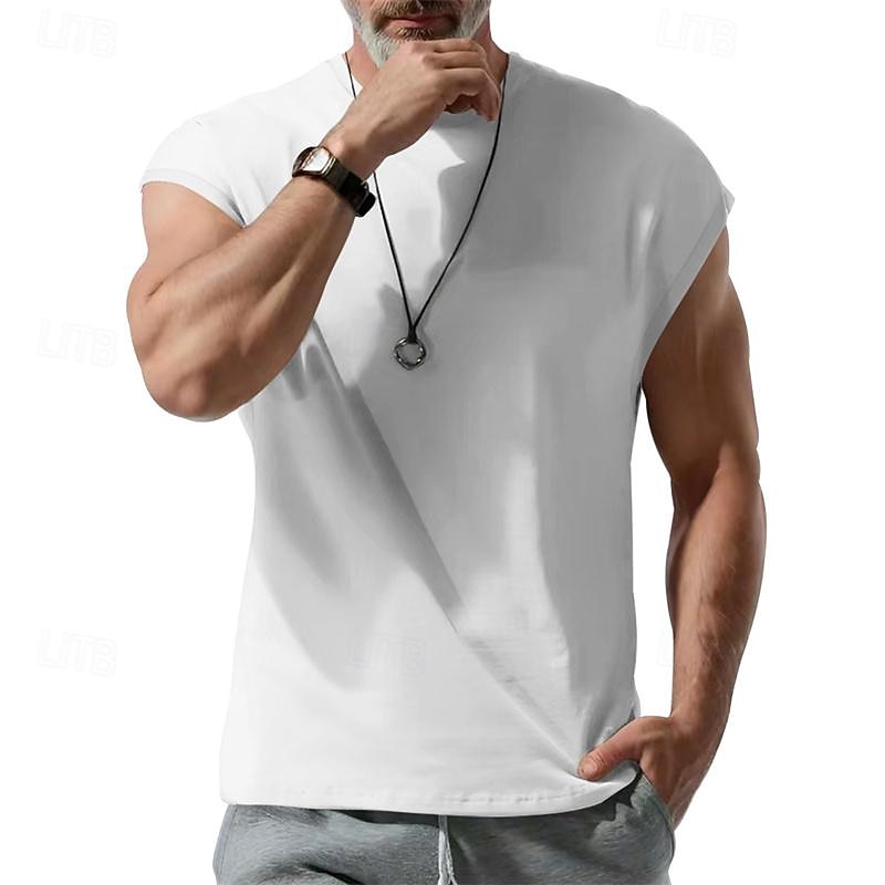 Men's Tank Top Vest Top Undershirt Sleeveless Shirt Sleeveless Crew Neck Spring & Summer Plain Fashion Designer Basic Vacation Street Going out White Wine Dark Navy Top Tee for Men3