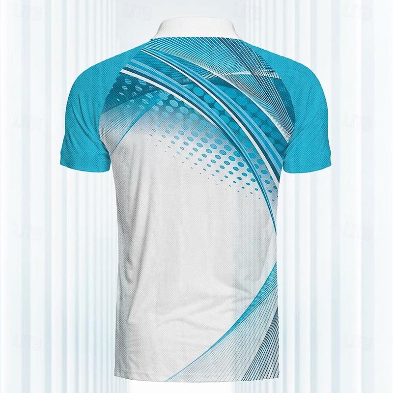 Men's Striped Sports Polo Shirts Golf Shirt Short Sleeve Polo Shirts Collared Shirts Casual Sportswear Vacation Wear 3D Print Buttons Spring & Summer White2