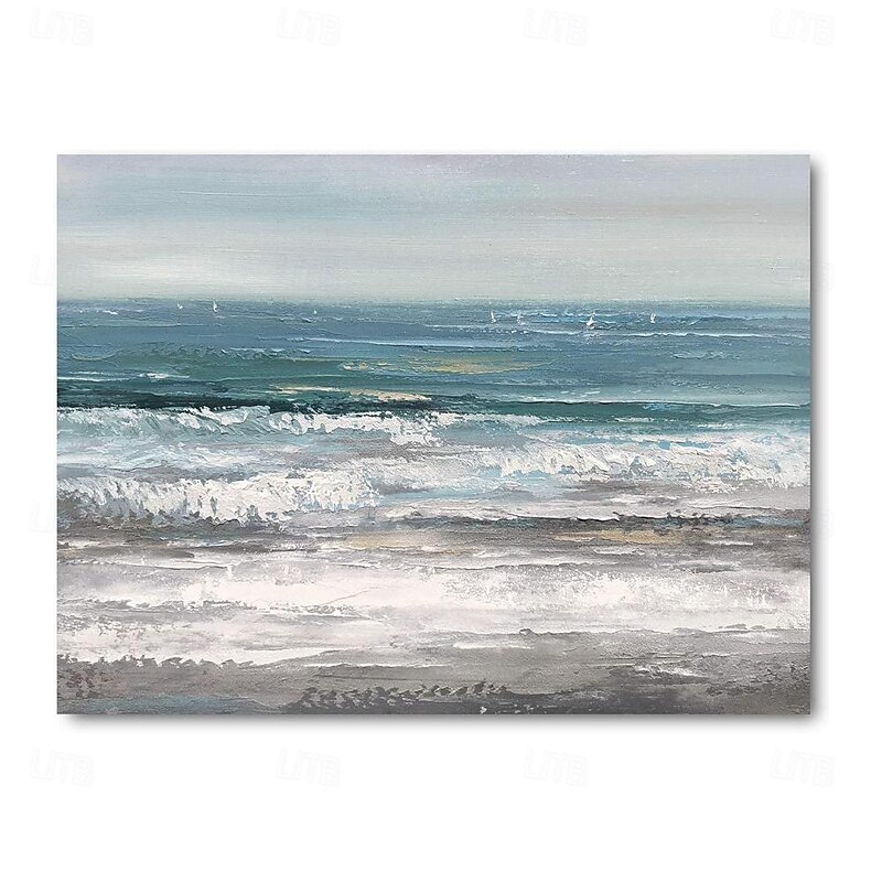 Handmade Oil Painting Canvas Wall Art Decoration Modern Abstract Sea Beach Sea Wave Landscape for Living Room Home Decor Rolled Frameless Unstretched Painting2