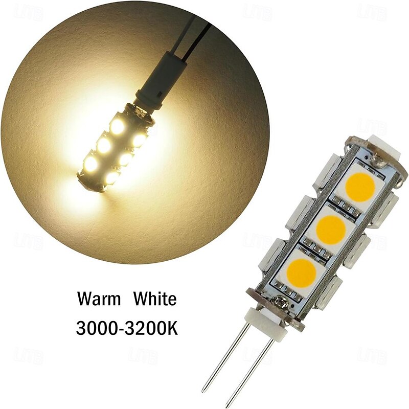 G4 Bi-pin LED Bulbs 13-5050 SMD 2W G4 LED Bulb 12V DC Bi-Pin Base Super Bright Interior Light Bulbs for RV Boat Light Cabinet Lights Landscape Lighting 10Pcs4