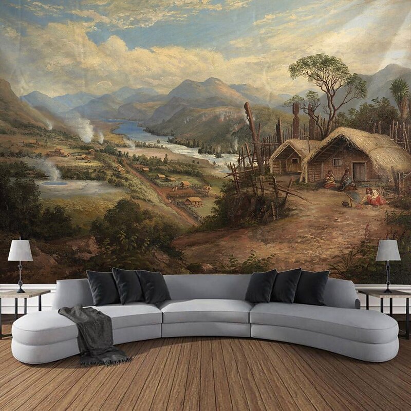 Country Hill Cow Hanging Tapestry Wall Art Large Tapestry Mural Decor Photograph Backdrop Blanket Curtain Home Bedroom Living Room Decoration3