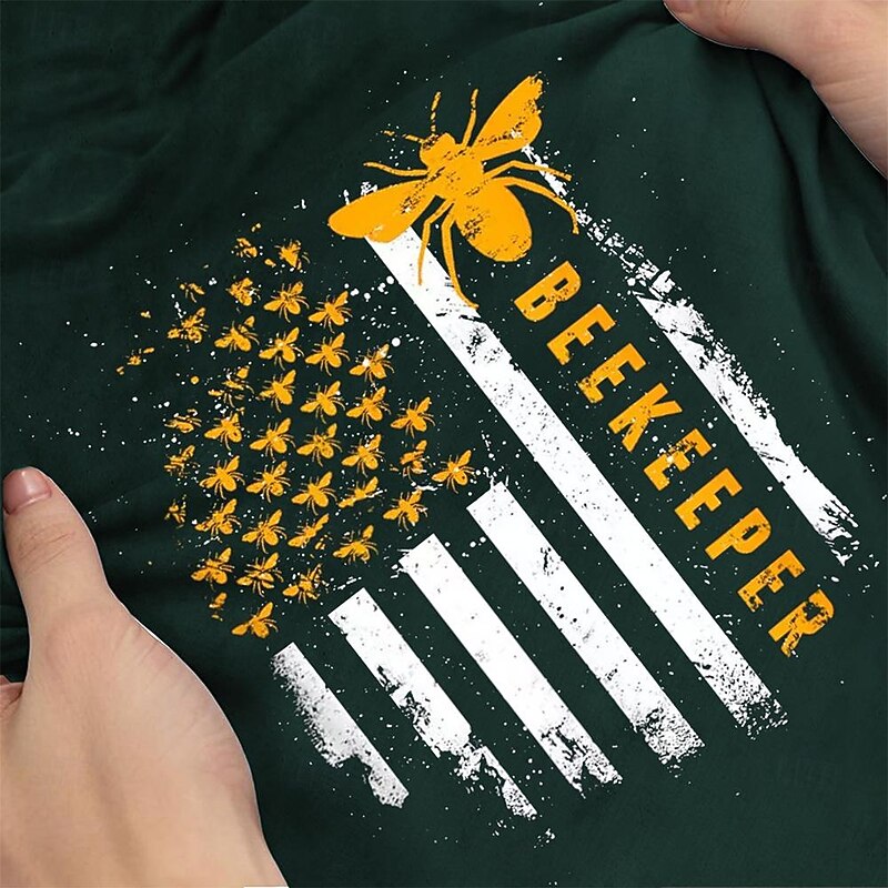 Veterans Day Men's Patriot Patriotic Veteran Bee American US Flag Slogan T shirt Short Sleeve T shirt 3D Print Crew Neck Shirt Retro Vintage Casual Street Style Sports Outdoor Holiday Going out3