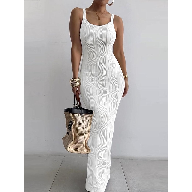 Women's Casual Dress Maxi Dress Backless Date Vacation Streetwear Maxi Spaghetti Strap Sleeveless White Pink Green Color2