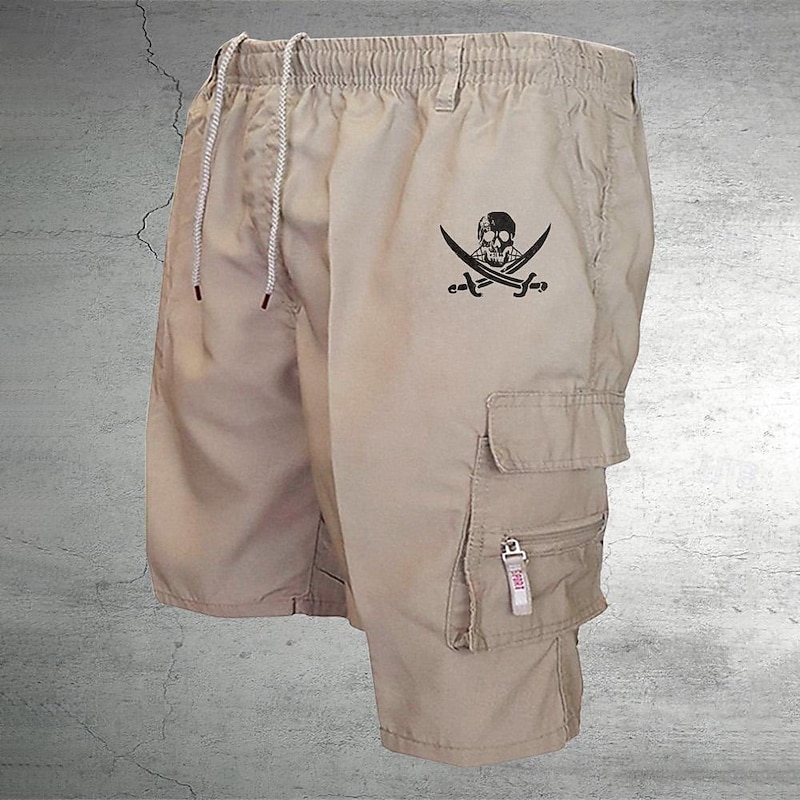 Men's Tactical Shorts Cargo Shorts Shorts Drawstring Elastic Waist Multi Pocket Skull Wearable Short Outdoor Daily Camping & Hiking Fashion Classic Black Army Green4