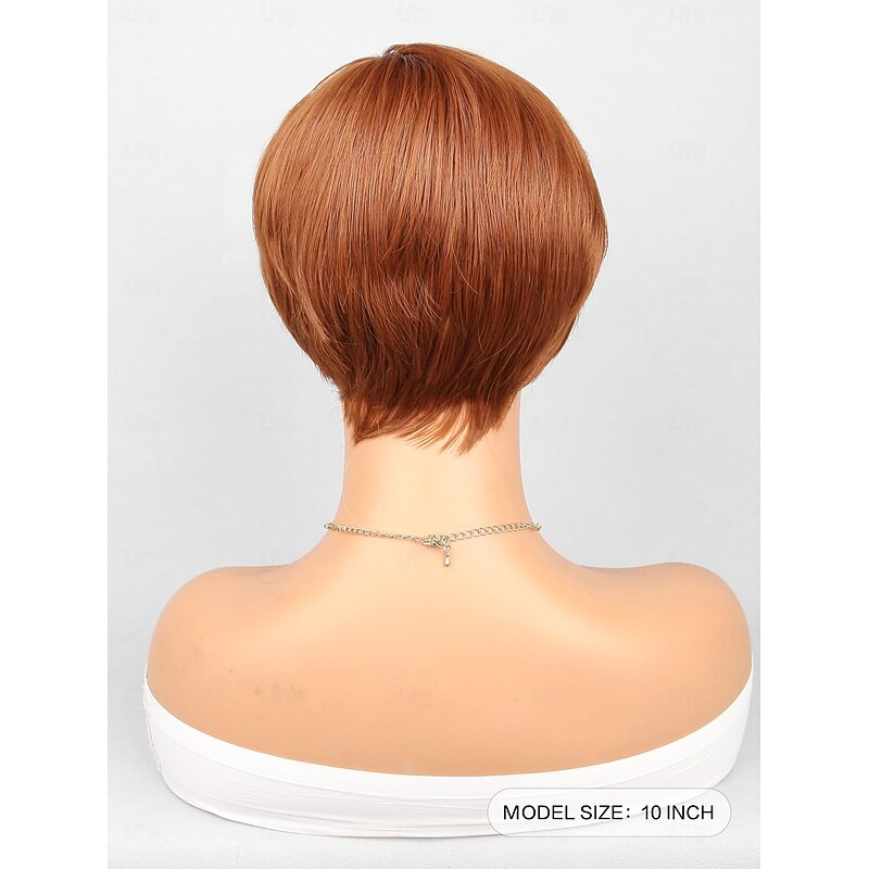 Synthetic Wig Natural Straight Short Bob Wig 10 inch Medium Auburn#30 Synthetic Hair Women's Orange3