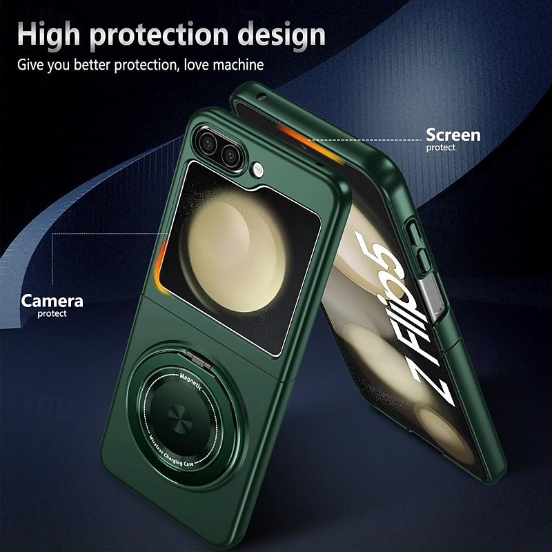 Phone Case For Z Flip 7 Z Flip 6 Z Flip 5 Z Flip 4 Z Flip 3 Magnetic Adsorption Clear View Window with Stand Holder Detachable Shockproof Retro Armor TPU PC