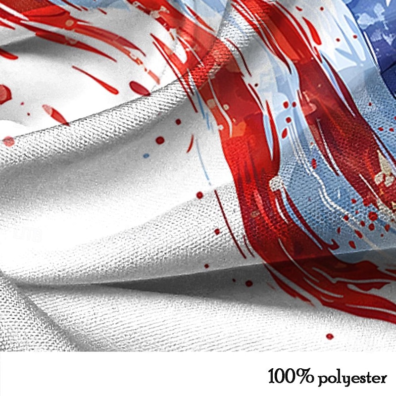 American Independence Day Men's American / USA American Flag National Flag Button Up Shirt Short Sleeve Resort Style Outdoor Casual Holiday Summer Turndown Buttons Pocket White Blue2